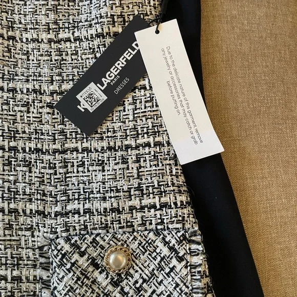 Karl Lagerfeld Black and White Tweed Mini Skirt - Picture 5 of 6